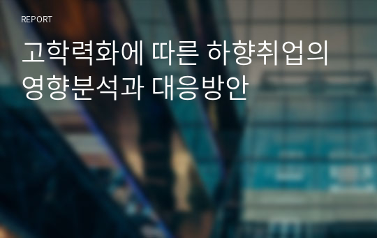 고학력화에 따른 하향취업의 영향분석과 대응방안