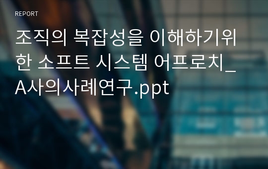 조직의 복잡성을 이해하기위한 소프트 시스템 어프로치_A사의사례연구.ppt