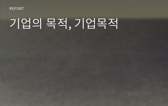 기업의 목적, 기업목적