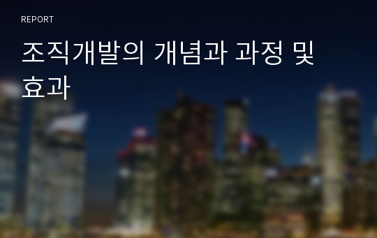 조직개발의 개념과 과정 및 효과