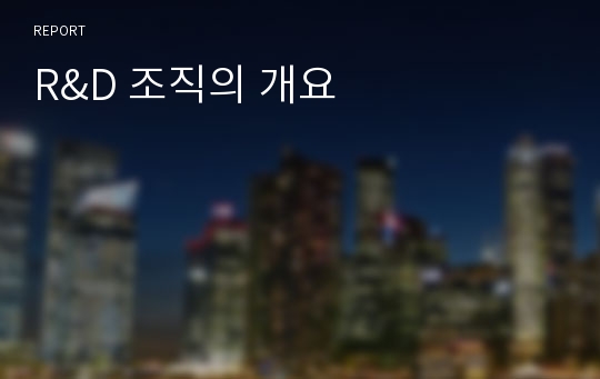 R&amp;D 조직의 개요