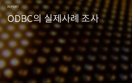 ODBC의 실제사례 조사