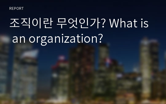 조직이란 무엇인가? What is an organization?