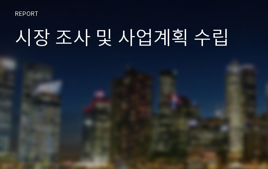 시장 조사 및 사업계획 수립