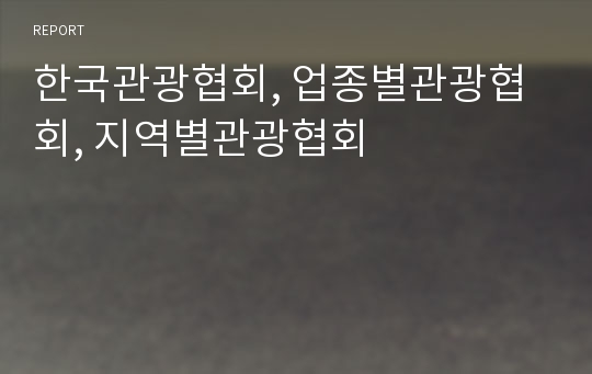 한국관광협회, 업종별관광협회, 지역별관광협회