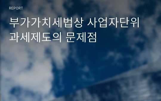 부가가치세법상 사업자단위 과세제도의 문제점