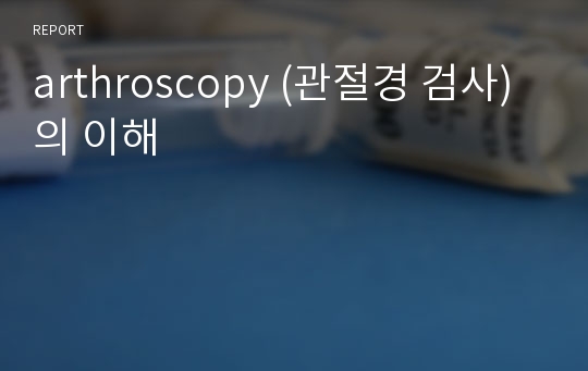 arthroscopy (관절경 검사) 의 이해