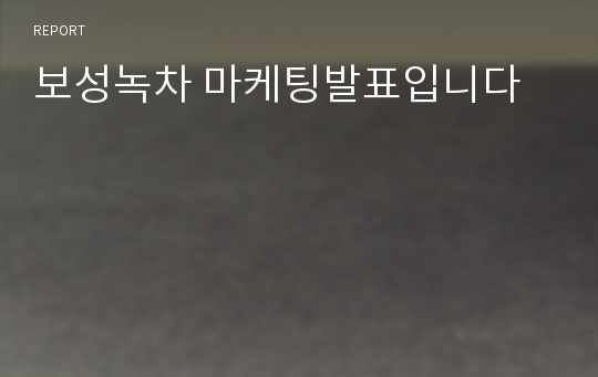 보성녹차 마케팅발표입니다