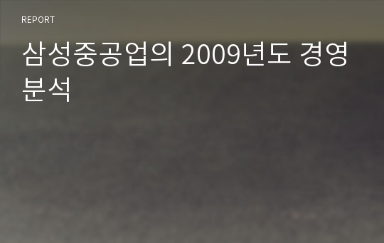 삼성중공업의 2009년도 경영분석