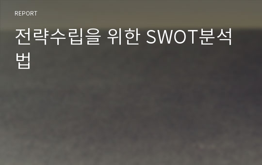 전략수립을 위한 SWOT분석법