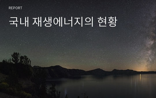 국내 재생에너지의 현황