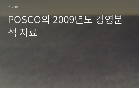 POSCO의 2009년도 경영분석 자료