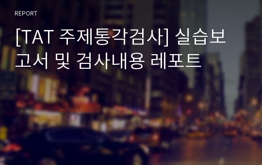 [TAT 주제통각검사] 실습보고서 및 검사내용 레포트