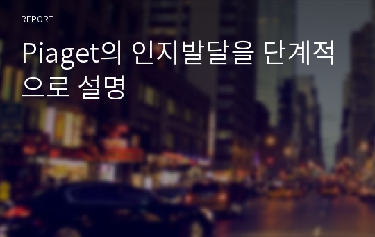 Piaget의 인지발달을 단계적으로 설명