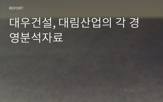 대우건설, 대림산업의 각 경영분석자료