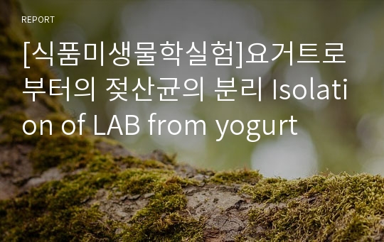 [식품미생물학실험]요거트로부터의 젖산균의 분리 Isolation of LAB from yogurt