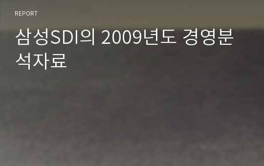 삼성SDI의 2009년도 경영분석자료