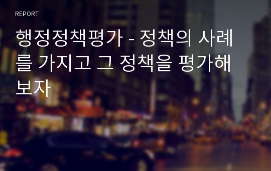 행정정책평가 - 정책의 사례를 가지고 그 정책을 평가해보자