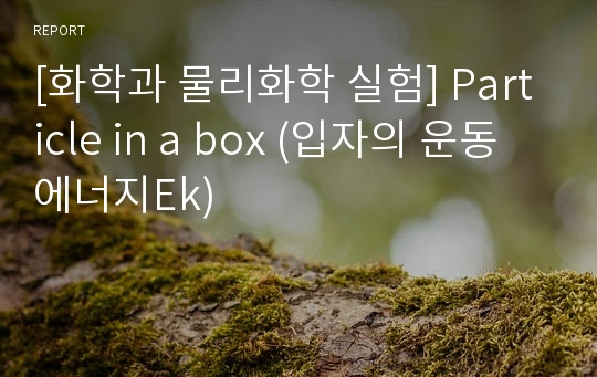 [화학과 물리화학 실험] Particle in a box (입자의 운동에너지Ek)