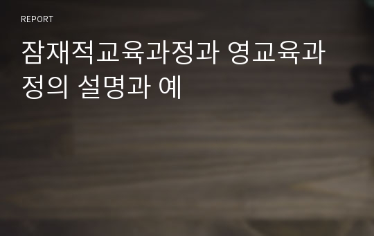 잠재적교육과정과 영교육과정의 설명과 예