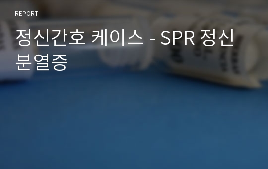 정신간호 케이스 - SPR 정신분열증