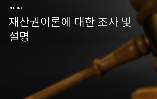 재산권이론에 대한 조사 및 설명