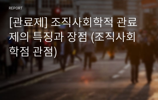 [관료제] 조직사회학적 관료제의 특징과 장점 (조직사회학점 관점)