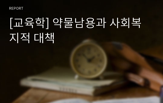 [교육학] 약물남용과 사회복지적 대책