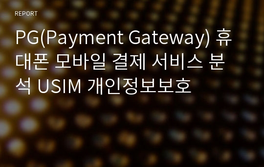 PG(Payment Gateway) 휴대폰 모바일 결제 서비스 분석 USIM 개인정보보호