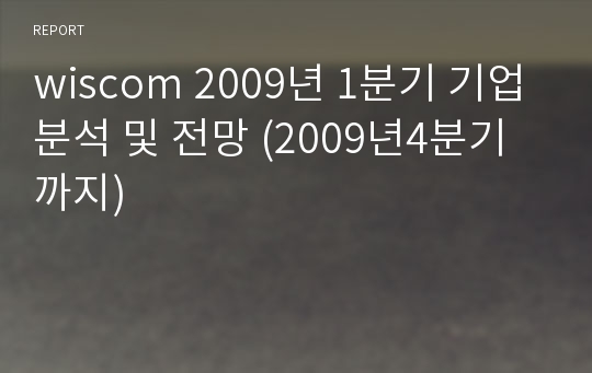 wiscom 2009년 1분기 기업분석 및 전망 (2009년4분기 까지)