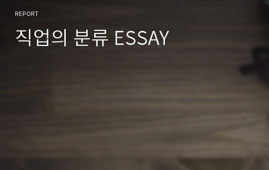 직업의 분류 ESSAY