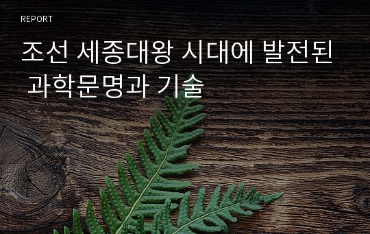 조선 세종대왕 시대에 발전된 과학문명과 기술