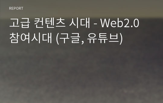 고급 컨텐츠 시대 - Web2.0 참여시대 (구글, 유튜브)