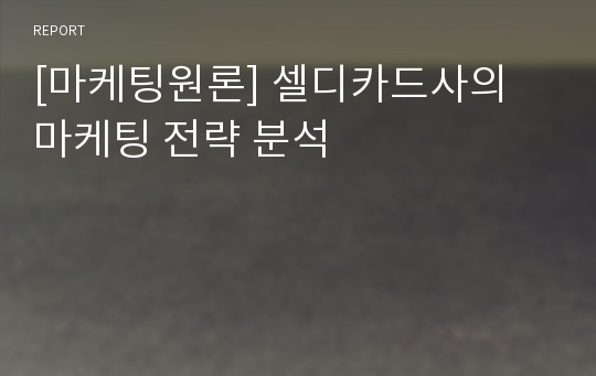 [마케팅원론] 셀디카드사의 마케팅 전략 분석