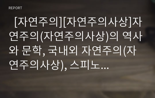   [자연주의][자연주의사상]자연주의(자연주의사상)의 역사와 문학, 국내외 자연주의(자연주의사상), 스피노자의 자연주의(자연주의사상), 에밀졸라의 자연주의(자연주의사상), 김동인의 자연주의(자연주의사상) 분석