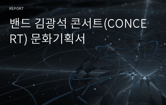 밴드 김광석 콘서트(CONCERT) 문화기획서