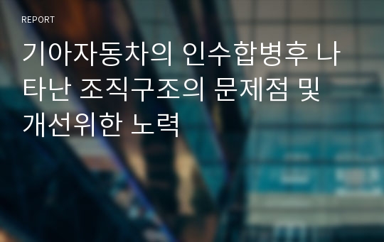 기아자동차의 인수합병후 나타난 조직구조의 문제점 및 개선위한 노력