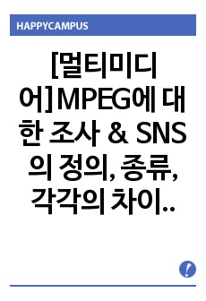 [멀티미디어]MPEG에 대한 조사 & SNS의 정의, 종류, 각각의 차이점