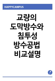 교량의 도막방수와 침투성 방수공법 비교설명하시오(교량 교면방수 공법 종류 및 특징