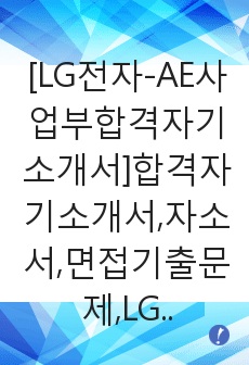 [LG전자-AE사업부합격자기소개서]합격자기소개서,자소서,면접기출문제,LG전자자기소개서,LG전자자소서,샘플,예문,입사원서,입사지원서