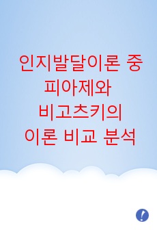 인지발달이론 중 피아제와 비고츠키의 이론을 비교 분석하고 본인의 견해를 작성하세요.