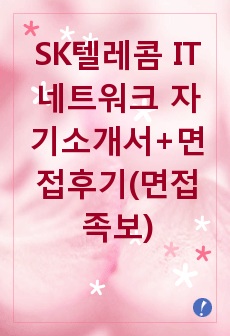 [추천][합격 자기소개서] 2019 SK텔레콤 IT(네트워크, 통신시스템개발, 솔루션기획개발) 합격자기소개서, 네트워크 합격자소서, IT분야 합격자기소개서, 면접족보