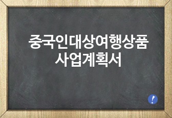 중국인대상여행상품사업계획서