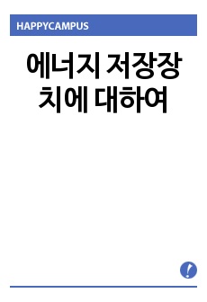 에너지 저장장치에 대하여