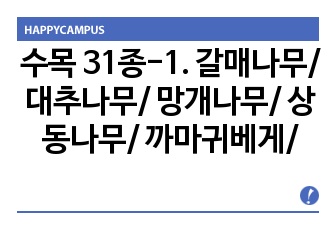 수목 31종-1. 갈매나무/ 대추나무/ 망개나무/ 상동나무/ 까마귀베게/ 피나무/염주나무/ 장구밥나무/ 모감주나무/ 보리밥나무