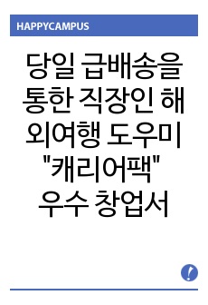 캐리어 당일 급배송을 통한 직장인 해외여행 도우미 "캐리어팩" 우수 창업 제안서