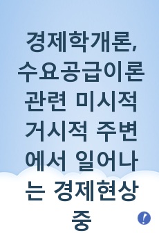 경제학개론, 수요공급이론관련 미시적 거시적 주변에서 일어나는 경제현상중 예시 및 수요공급아론 원리 정리