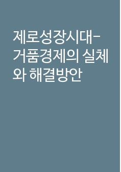 제로성장시대-거품경제의 실체와 해결방안