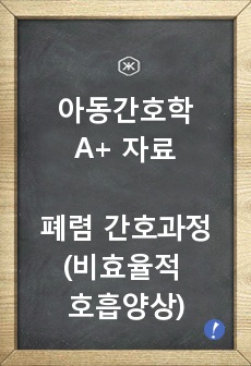 [아동간호학 A+자료] 아동간호학 폐렴 간호과정(비효율적 호흡양상)