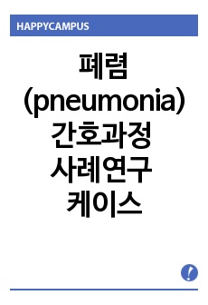 폐렴(pneumonia) 간호과정 사례연구 케이스